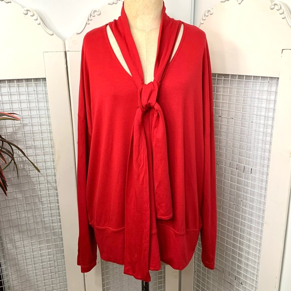 CAbi firebrick red “Tess” long sleeve tee- L - Picture 3 of 16